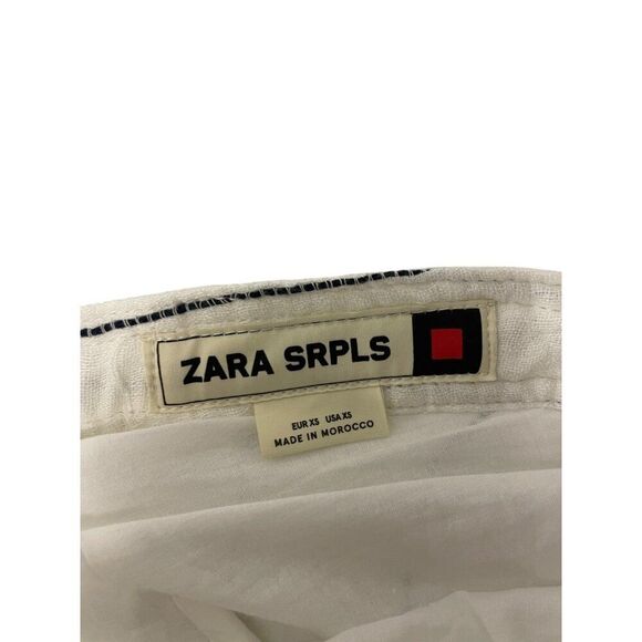 Zara Srpls Womes Midi Skirt XS White Black Striped Linen Blend 4676/900 NWT - Picture 6 of 16